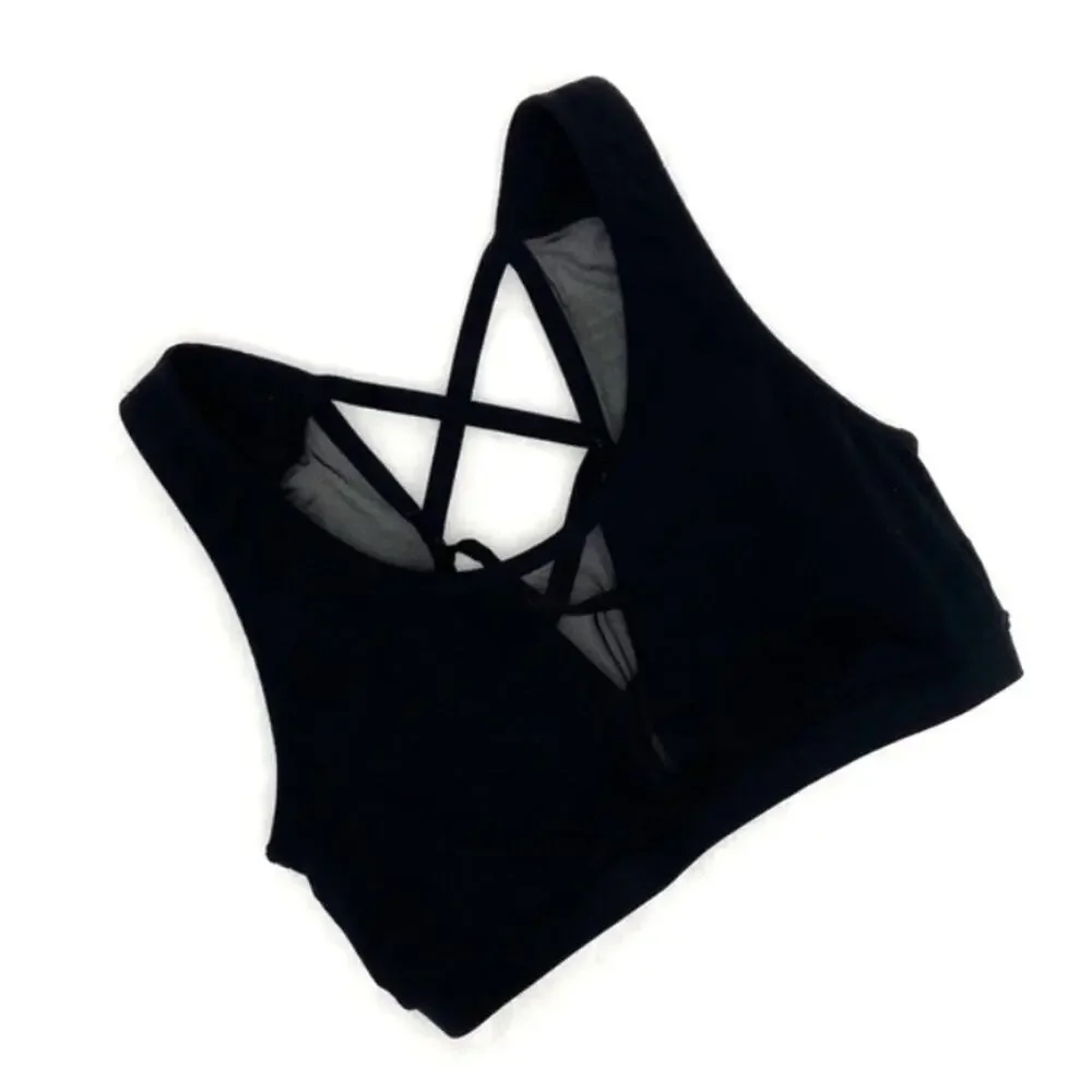 BKE Criss Cross Sports Bra Small Black
